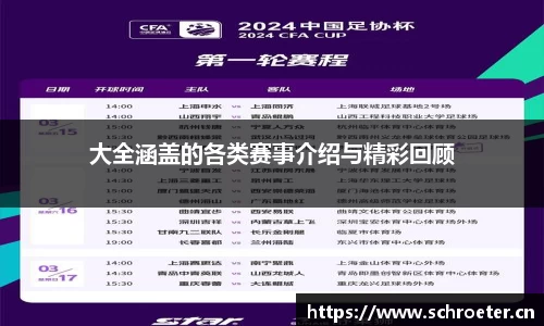 大全涵盖的各类赛事介绍与精彩回顾