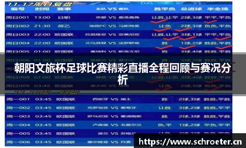 朝阳文旅杯足球比赛精彩直播全程回顾与赛况分析